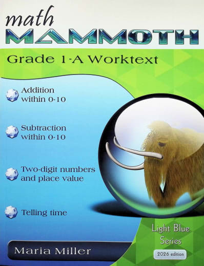 Math Mammoth Grade 1-A Worktext (2026, Black & White)