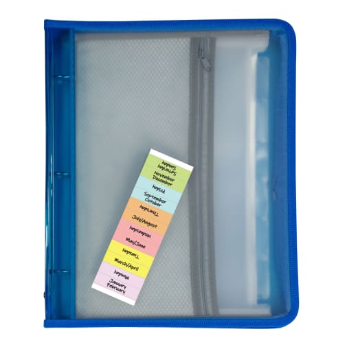 Ring Binder/Expanding File Storage System - Blue
