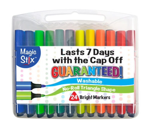 Magic Stix Triangle Shape Tip Washable Markers - Set of 24
