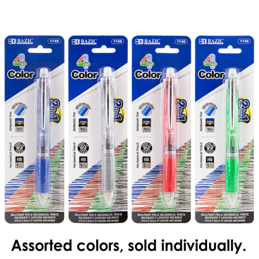 2-in-1 Mechanical Pencil & 4-Color Pen with Grip