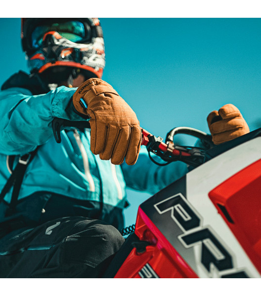 HydroFlector&trade; Lined Waterproof Brown Duck Ski Glove with Pull-Strap, Brown, large