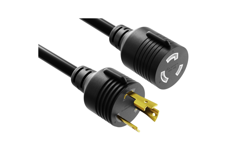 AC Power Cord, L5-30P to L5-30R, 10AWG, 3ft, Black