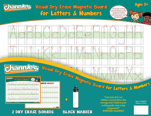Visual Dry Erase & Magnetic Board for Letters and Numbers (2-Pack)
