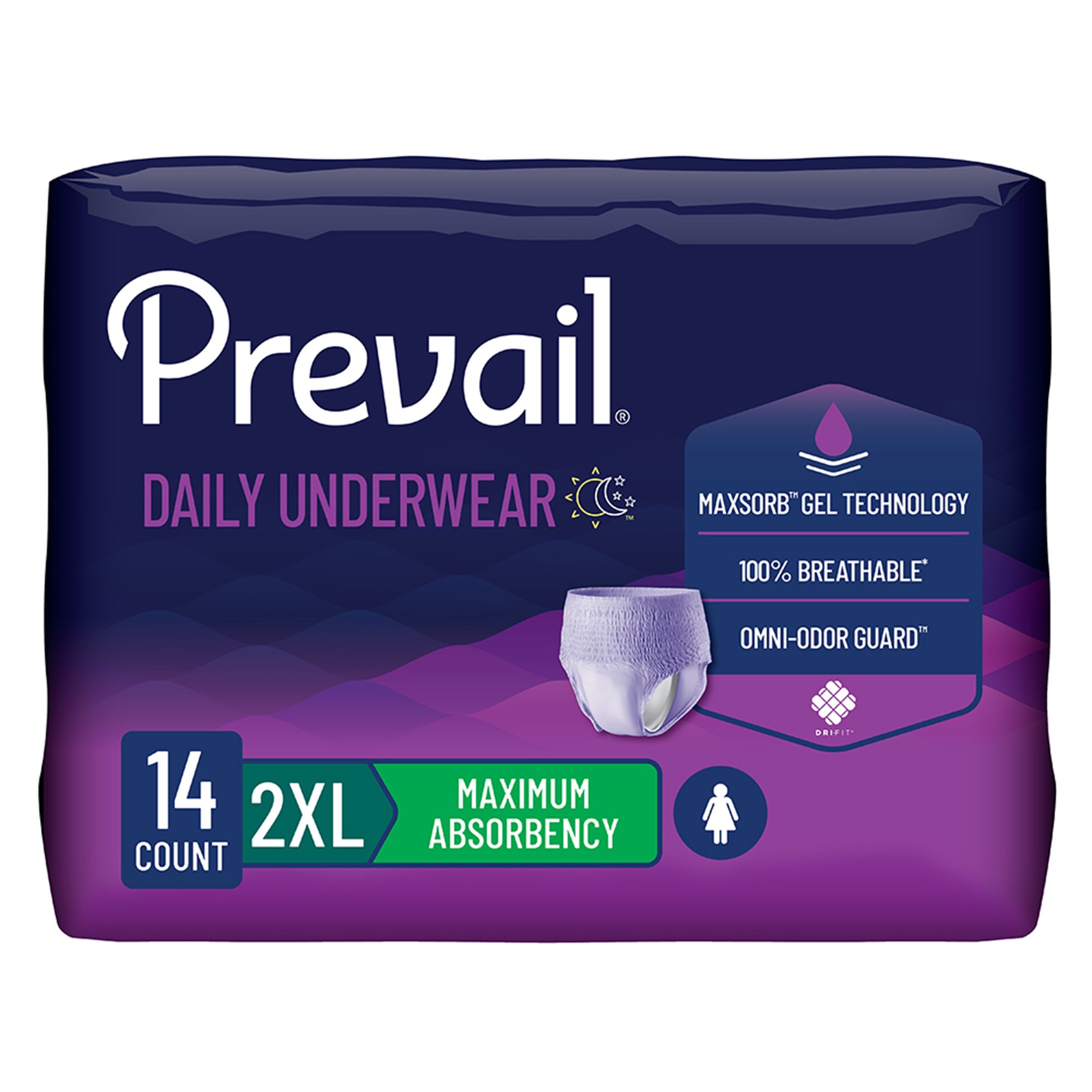 Prevail for Women Daily Absorbent Underwear, 2X-Large MK 1126187