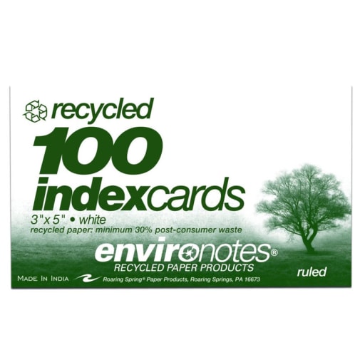 White Ruled Index Cards 3" x 5" 100 cards/pack
