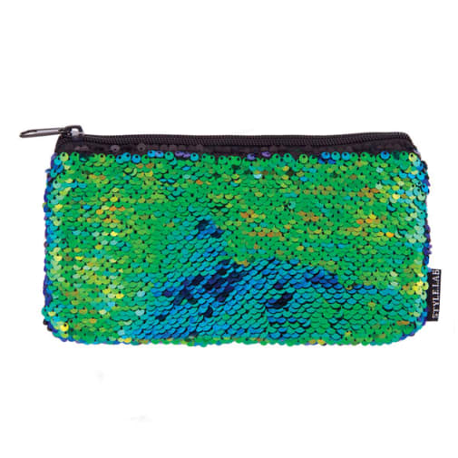 Mermaid Iridescent / Black Magic Sequin Mini Pencil Pouch
