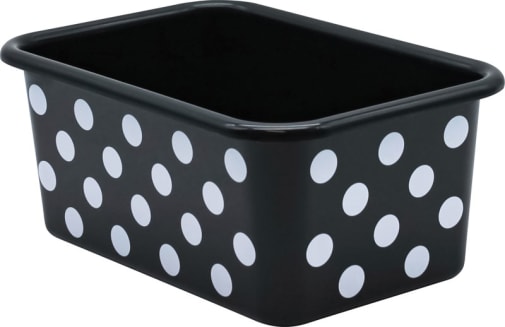 Small Plastic Storage Bins - White Polka Dots