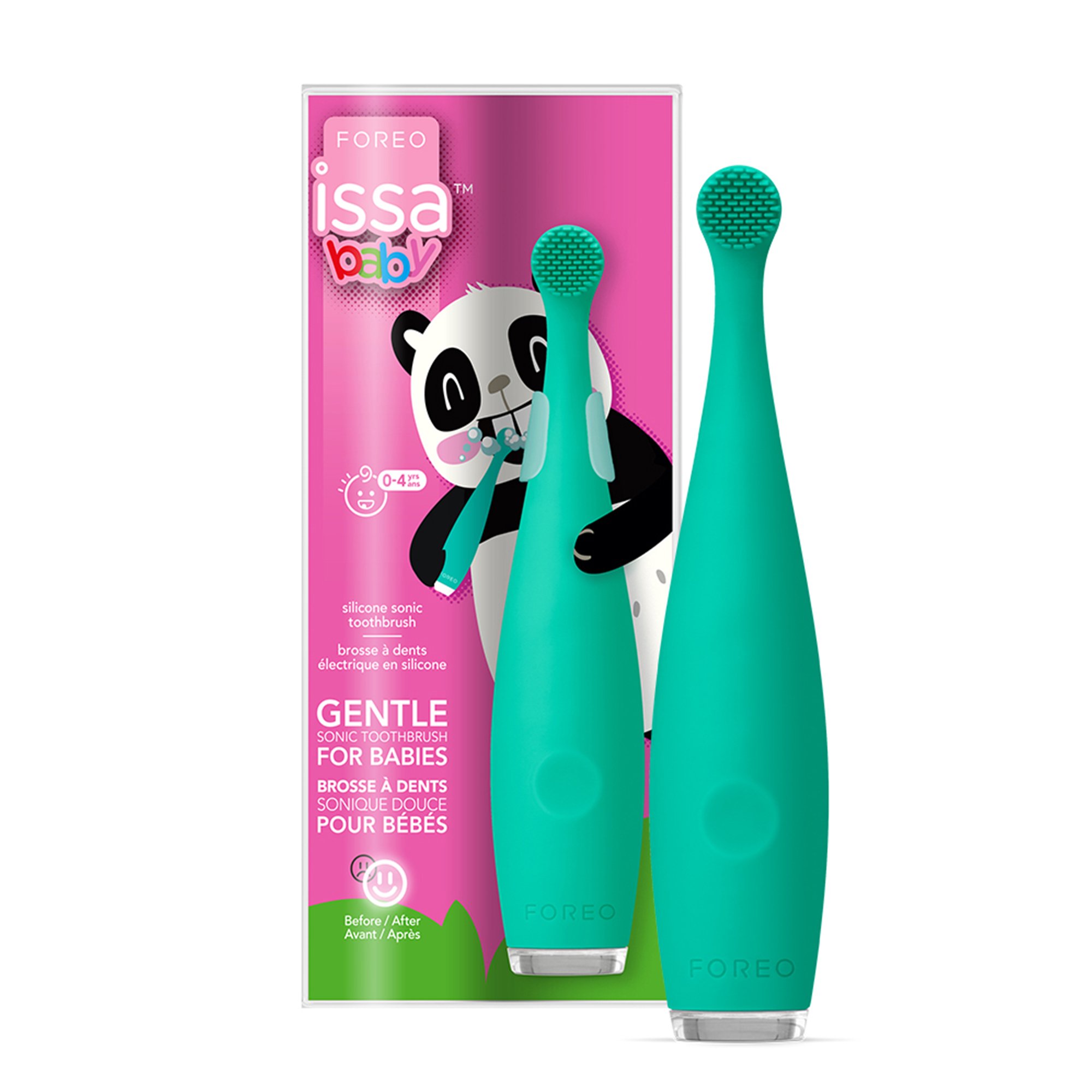 ISSA baby Soft Silicone Sonic Toothbrush, Kiwi Green Panda MK 1252886