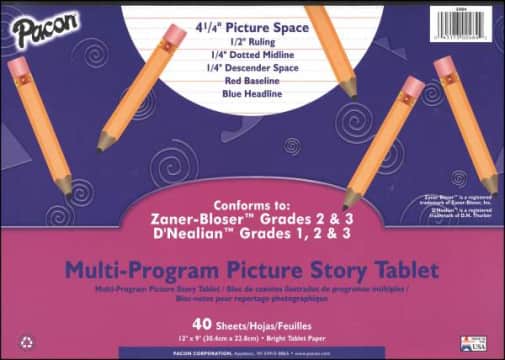 Multi-Program Picture Story Tablet - Conforms to Zaner-Bloser Grades 2-3, D'Nealian Grades 1-3 (40 Sheets)