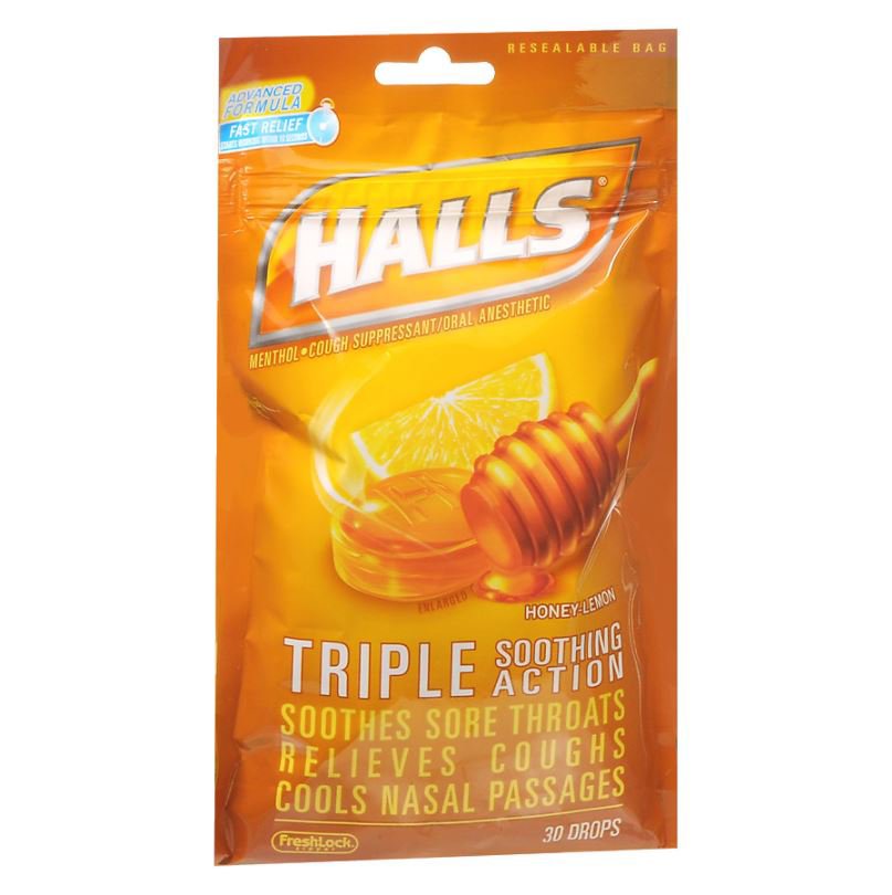 Halls Honey Lemon Flavor Cold and Cough Relief MK 501837