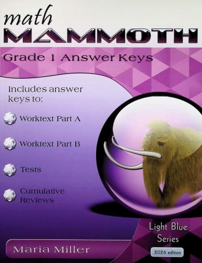 Math Mammoth Grade 1 Answer Key (2026, Black & White)