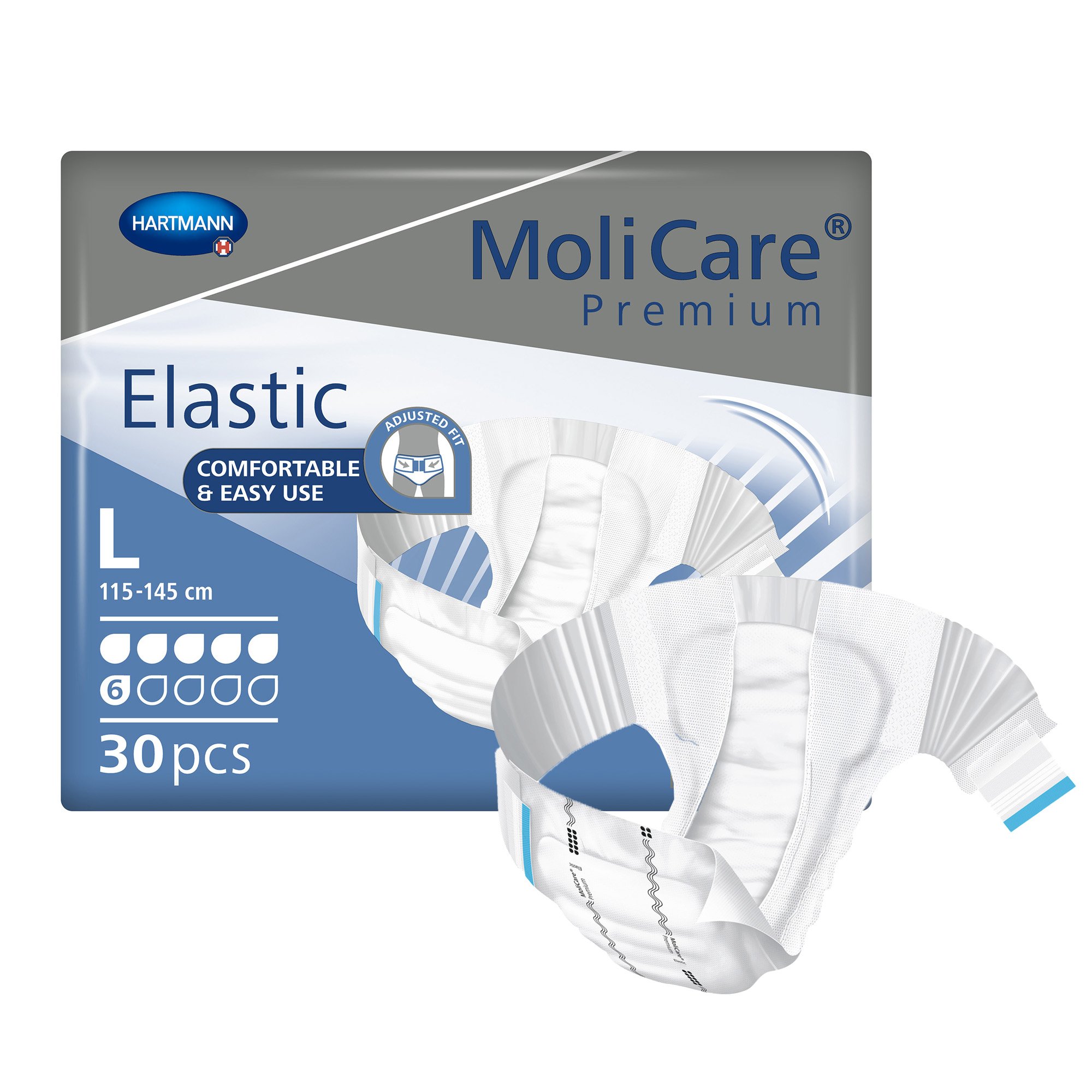 MoliCare Premium Elastic 6 Drop Absorbency Incontinence Briefs, Large MK 1174288