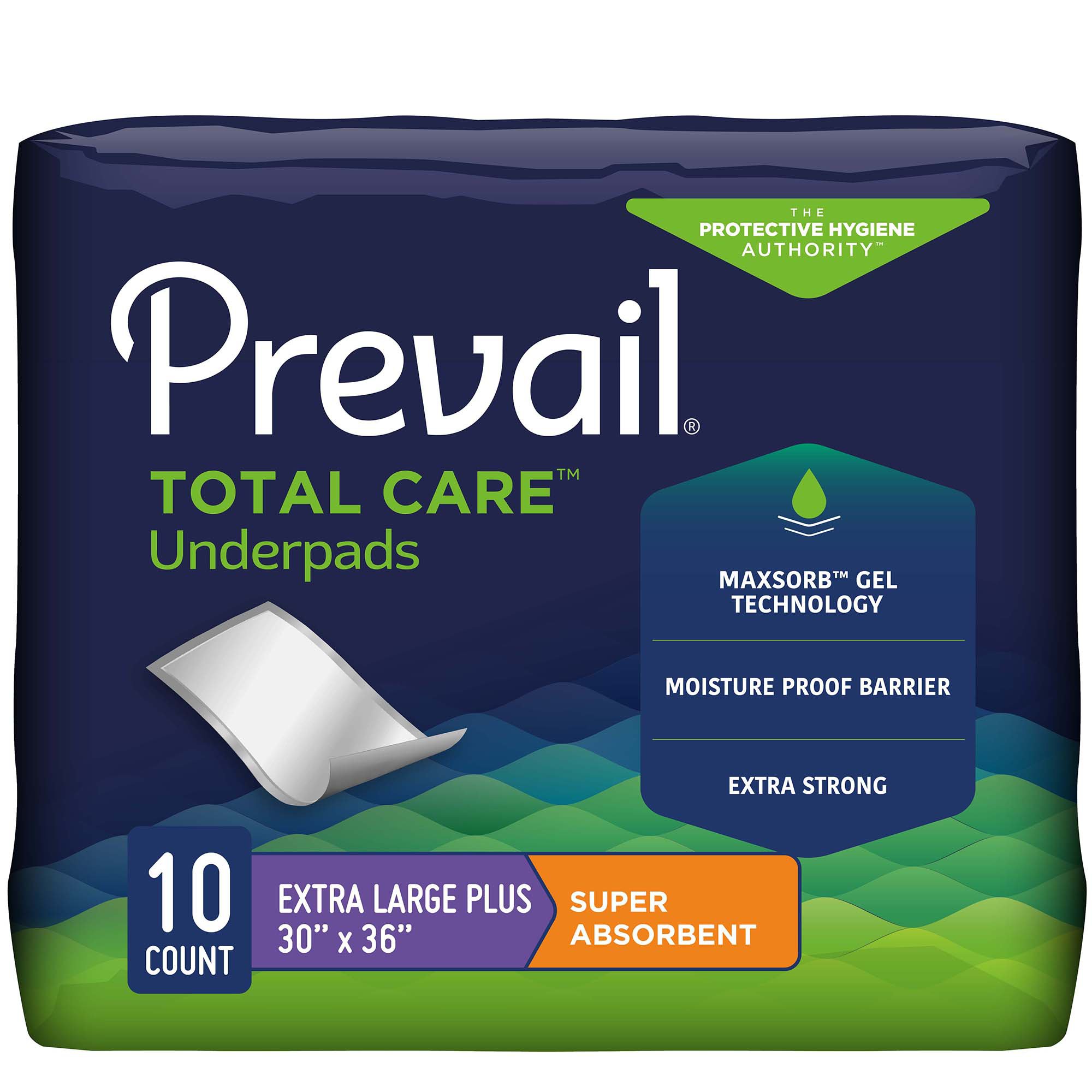 Prevail Total Care Super Absorbent Polymer Underpad, 30 x 36 Inch MK 572724