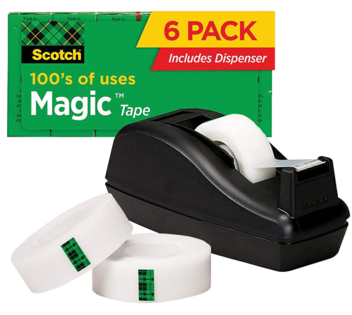 Scotch Magic Tape Dispenser with 6  3/4" x 1000" Rolls