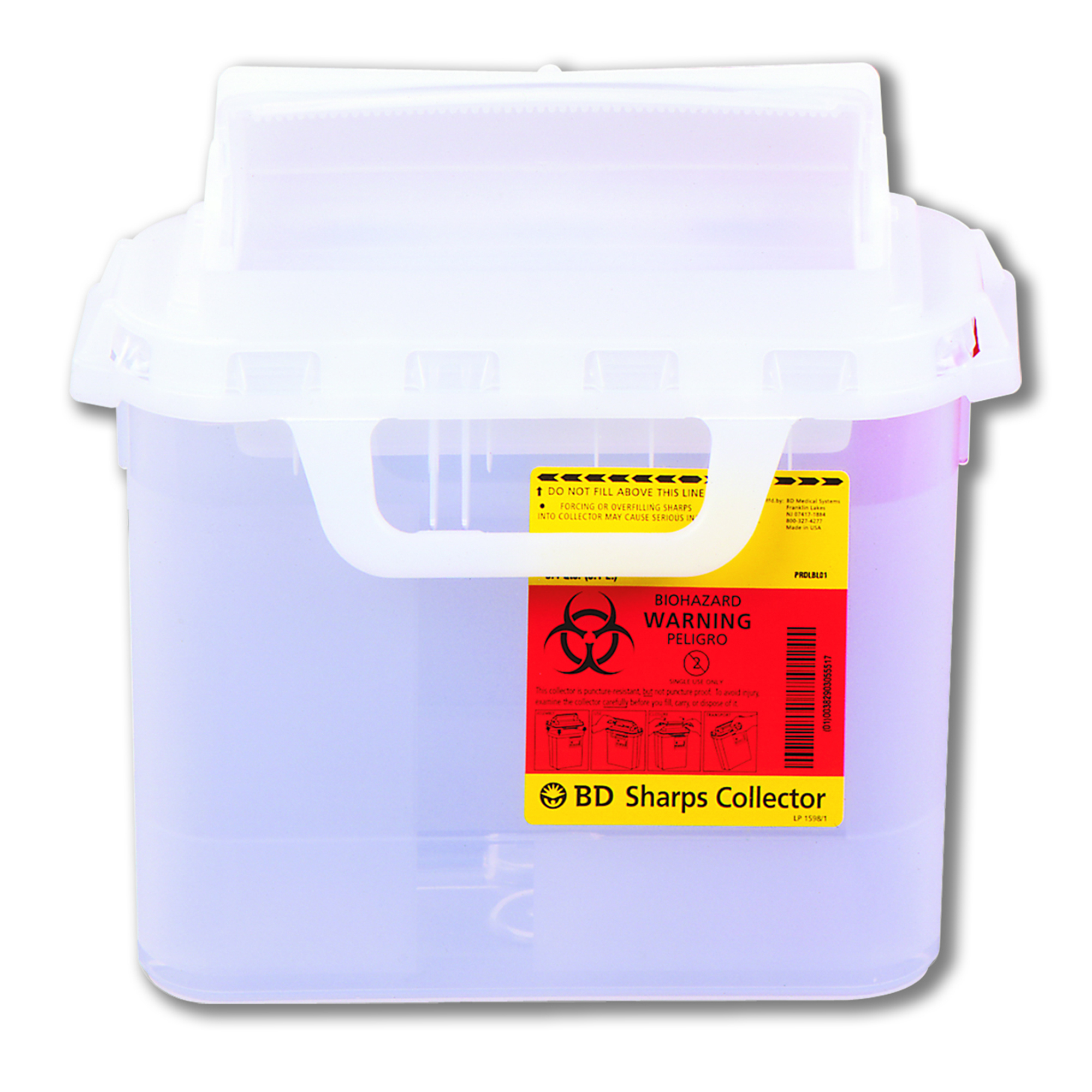 BD Sharps Container, 5.4 Quart, 16.6 x 11.7 x 4.5 Inch MK 206130