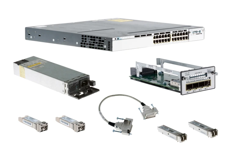 Cisco 3750X Series 24 Port PoE+ 10 Gig Deployment Kit, WS-C3750X-24P-S, Refurbished, Original