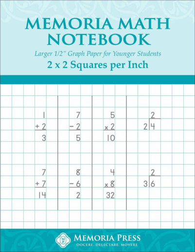 Memoria Math Notebook: Larger 1/2" Graph Paper for Younger Students