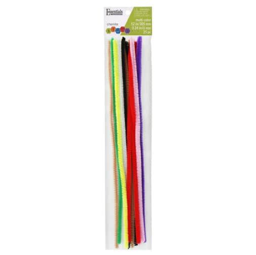 Essentials Chenille Stems 6mm x 12" Assorted Colors (25 pieces)