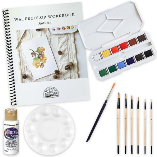 Autumn Watercolor Workbook Paints and Brush Set