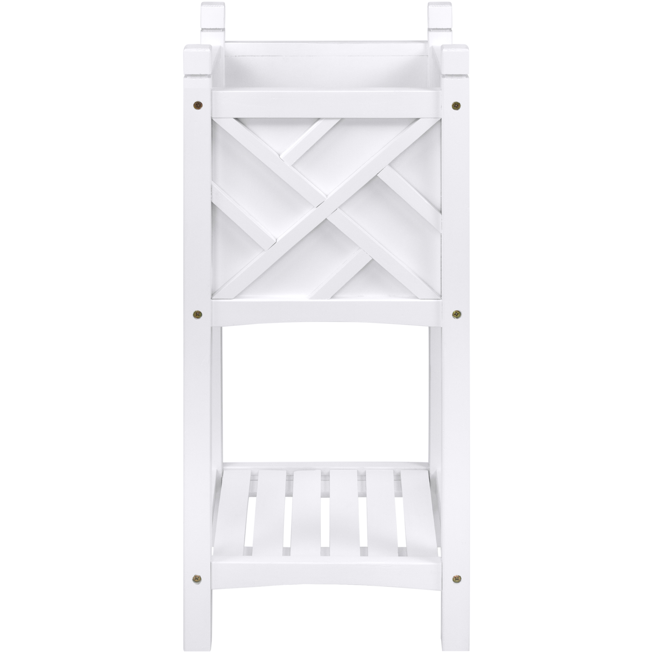 Best Choice Products Square Wooden Stand Planter - White