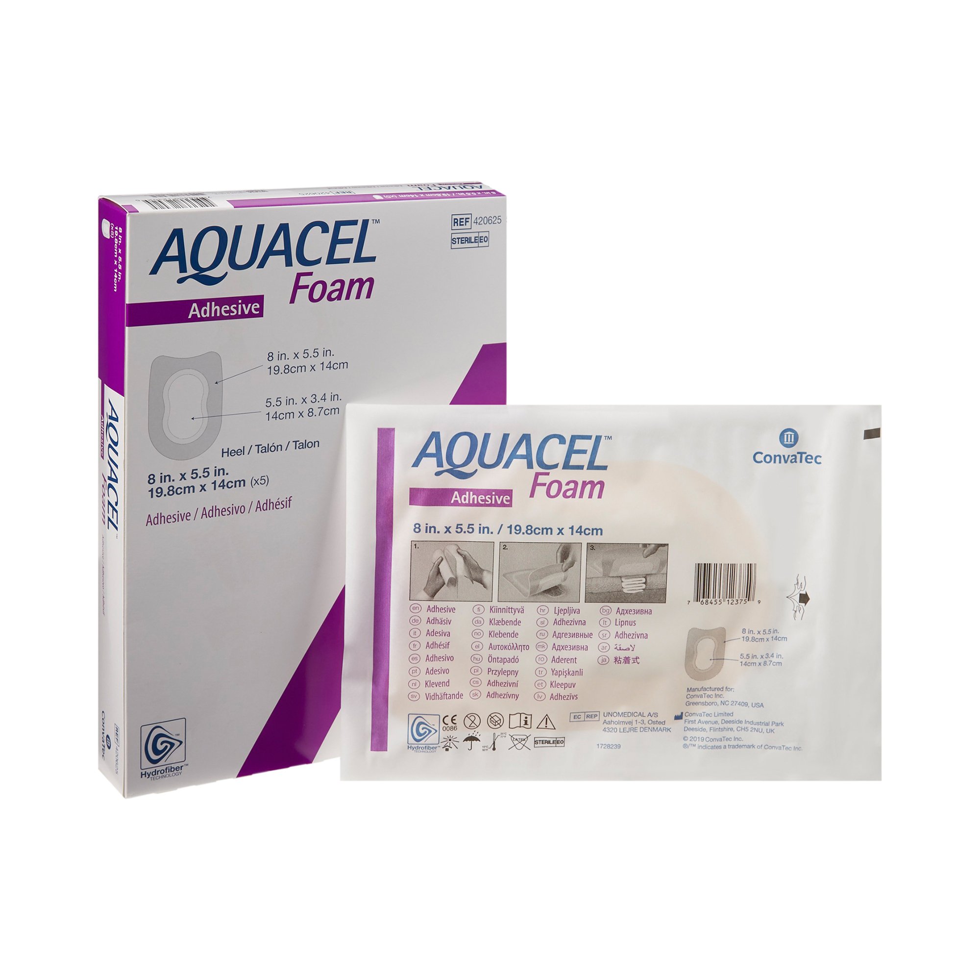 Aquacel Silicone Adhesive with Border Silicone Foam Dressing, 5 x 8 Inch MK 802597