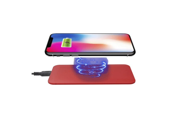 Wireless Qi Cellphone Charger Red Rubber Oil Coated Wireless Qi Cellphone Charger Red Rubber Oil Coated