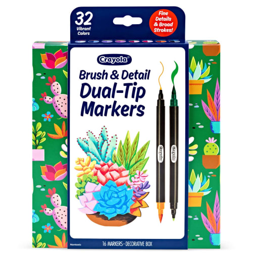 Crayola Brush & Detail Dual Ended Markers, 16 Count