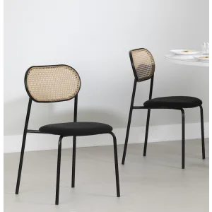 Silla de comedor de ratán, juego de 2