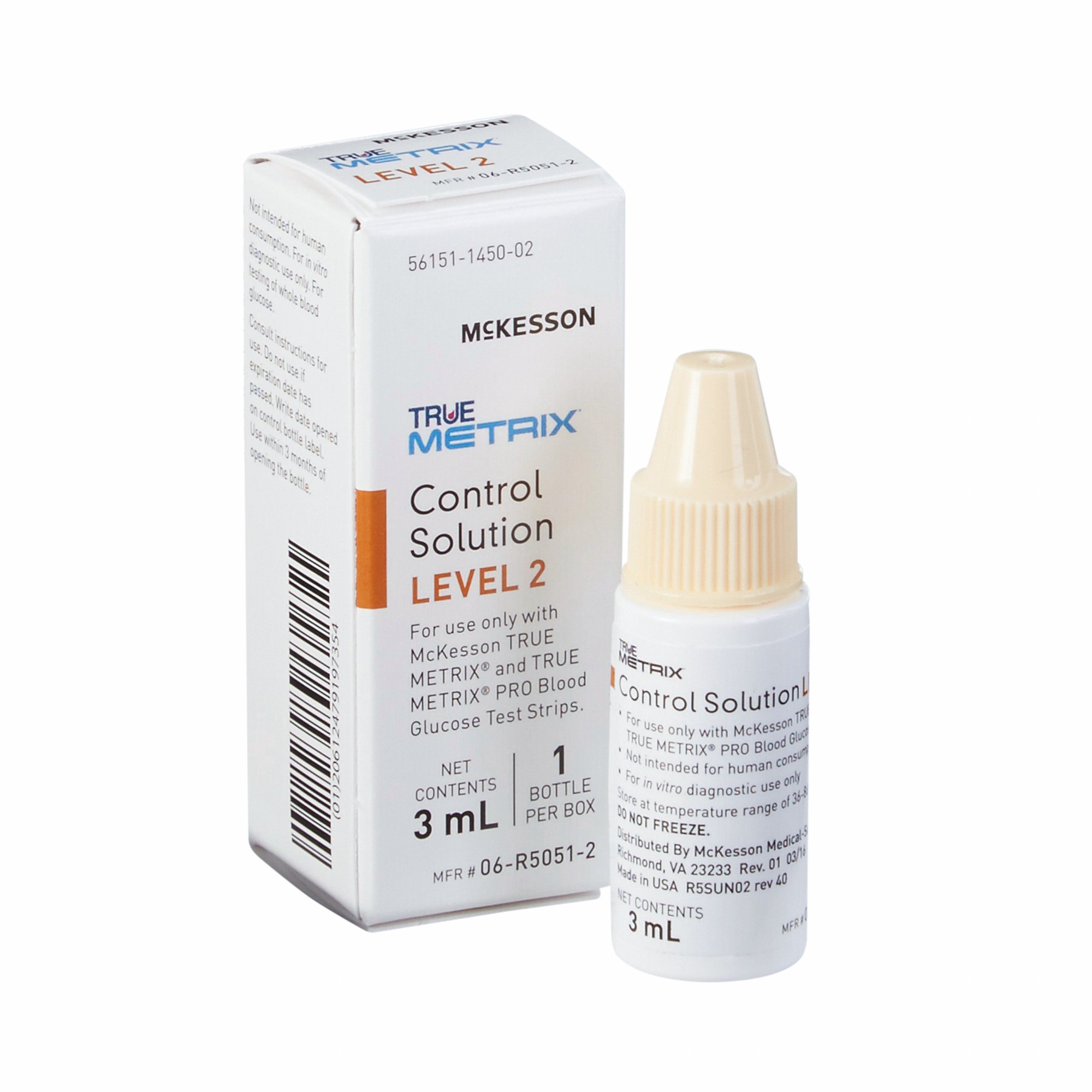 McKesson True Metrix Blood Glucose Testing, Control Solution, 3 mL, Level 2 MK 960301
