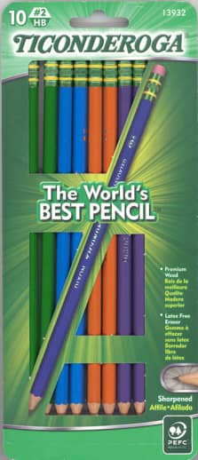 Dixon Ticonderoga Assorted Colors #2 Presharpened 10 count