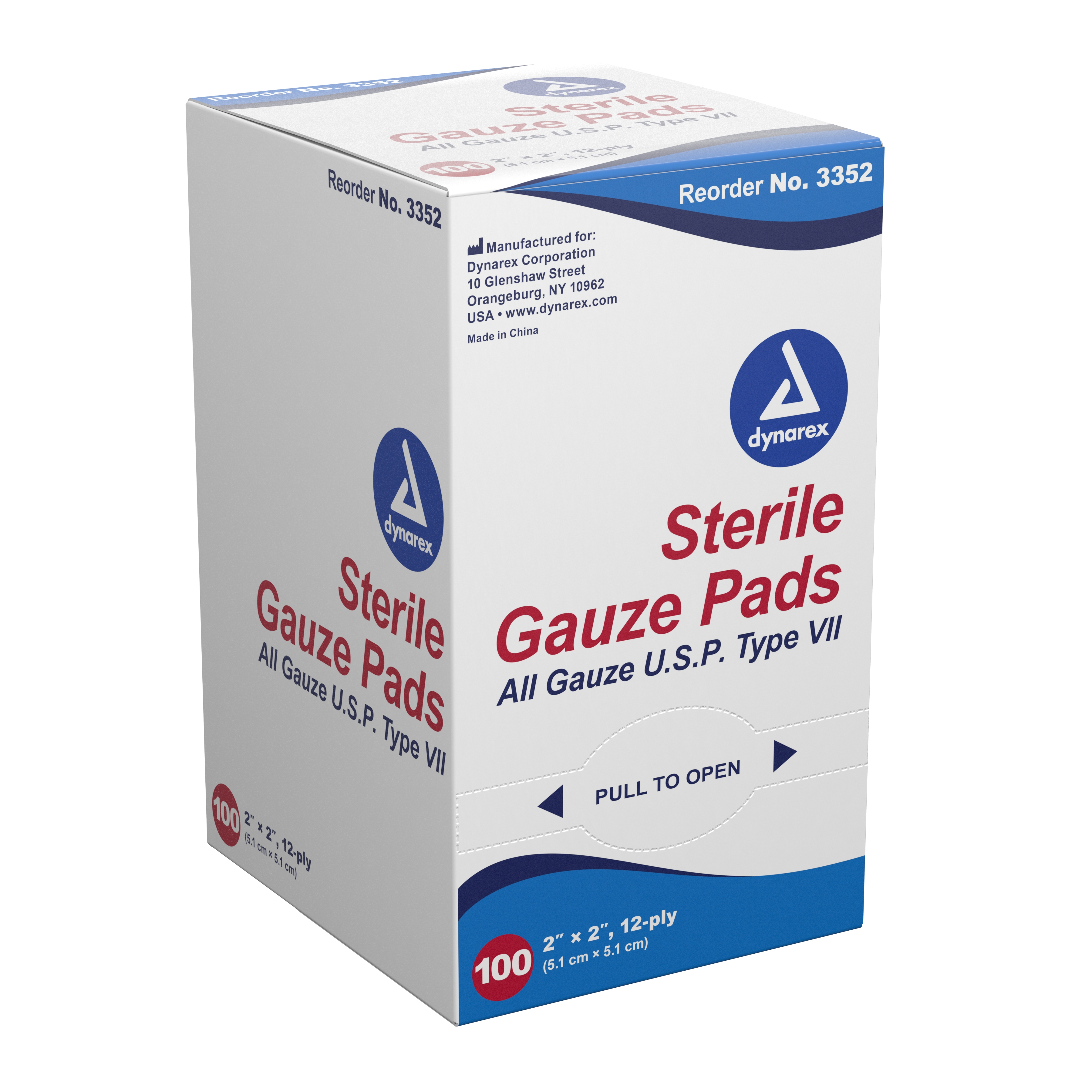 dynarex Sterile Gauze Sponge, 2 x 2 Inch, 12-Ply MK DYN-3352
