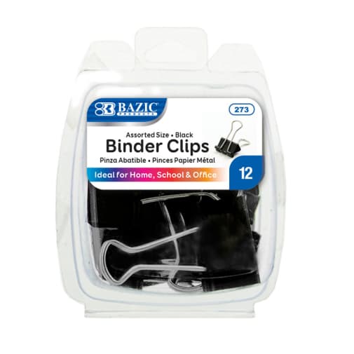 Binder Clips: Black - Assorted Sizes(12/Pack)