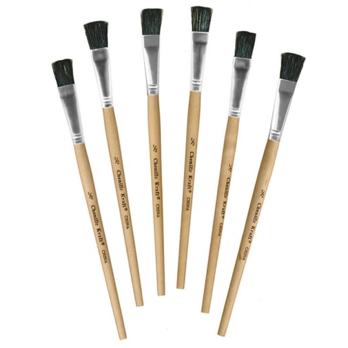 Royal & Langnickel Short Handle Easel Paint Brushes 1/2" Flat 8 1/2" Long (6 count)