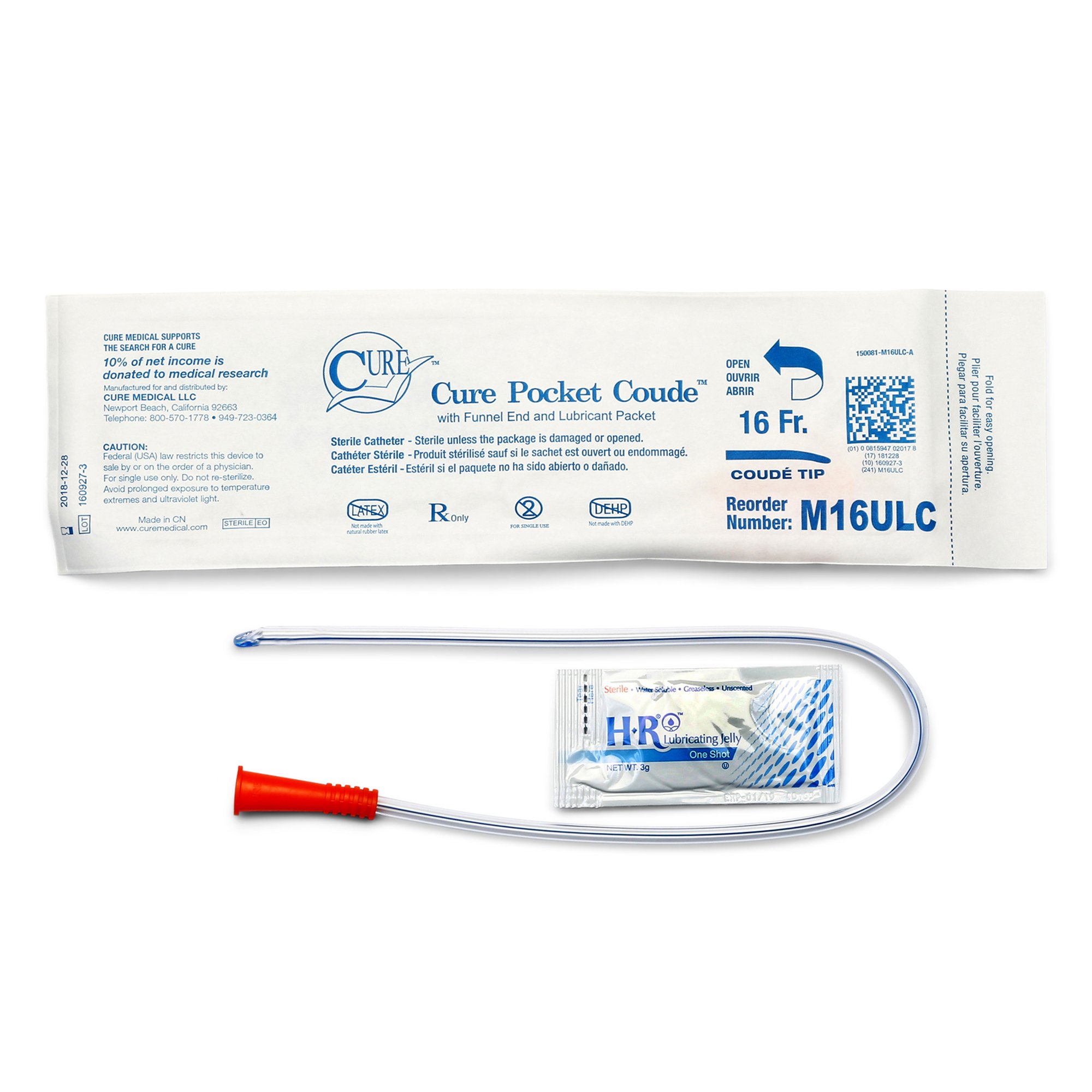 Cure Pocket Cath Urethral Catheter, 16 Fr. MK 1044623