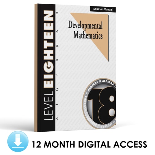 Developmental Math: Level 18 Solution Manual | Algebra 2: Equations (12 Month Access)