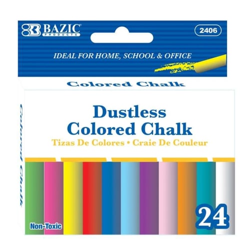 Dustless Assorted Color Chalk - 24 Count