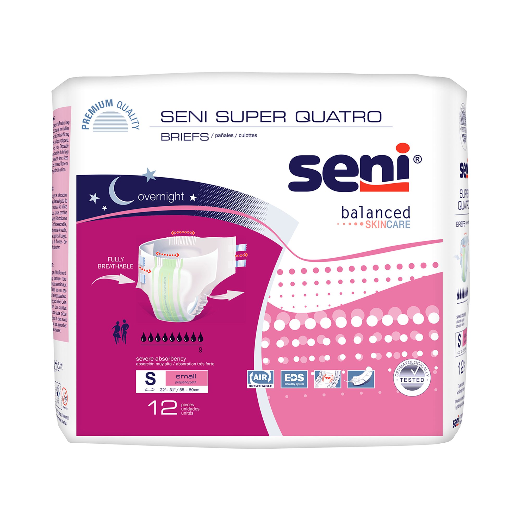 Seni Super Quatro Severe Absorbency Incontinence Brief, Small MK 1163838
