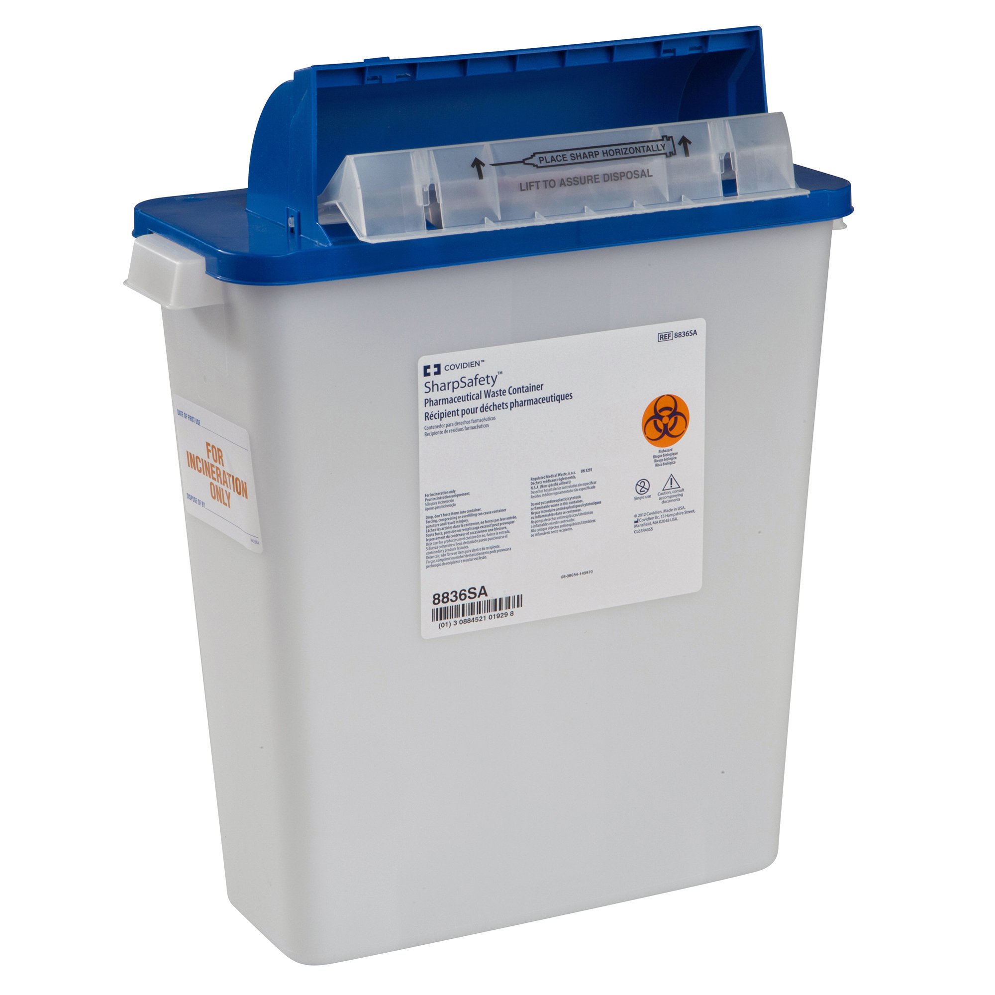 PharmaSafety Pharmaceutical Waste Container, 3 Gallon, 16.5 x 13.75 x 6 Inch MK 440485