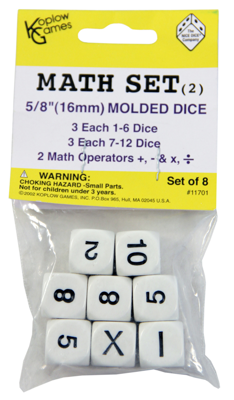 Koplow Games Math Numbers Dice, 6 Sets