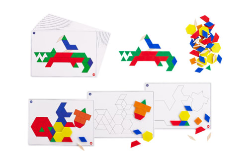 Pattern Blocks (set of 100, plastic .5 cm thick) with activity cards