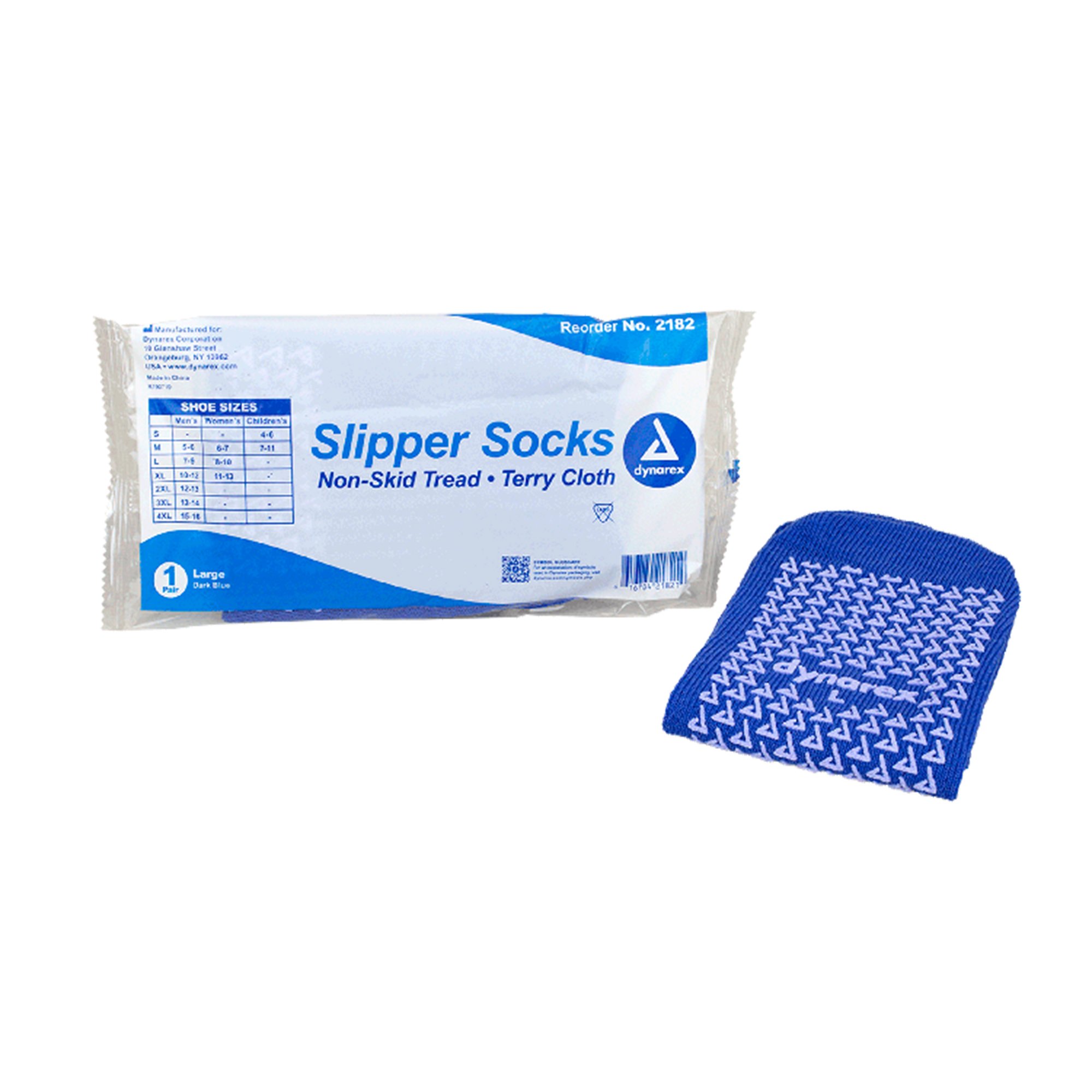dynarex Single Tread Slipper Socks, Large, Blue MK 826645