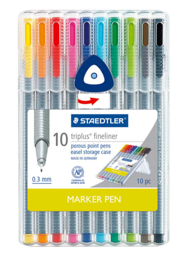 Staedtler Triplus Fineliner Marker Pens - 10 Colors