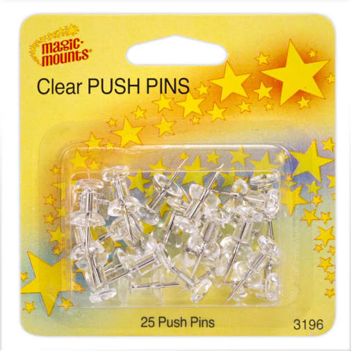 Clear Push Pins - 25 count