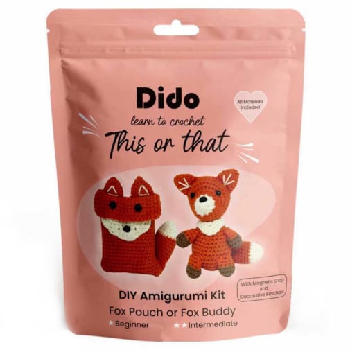 Dido Learn to Crochet: This or That DIY Amigurumi Kit - Fox Pouch or Fox Buddy