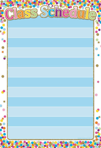 Confetti Class Schedule Smart Poly Chart Write-On/Wipe-Off