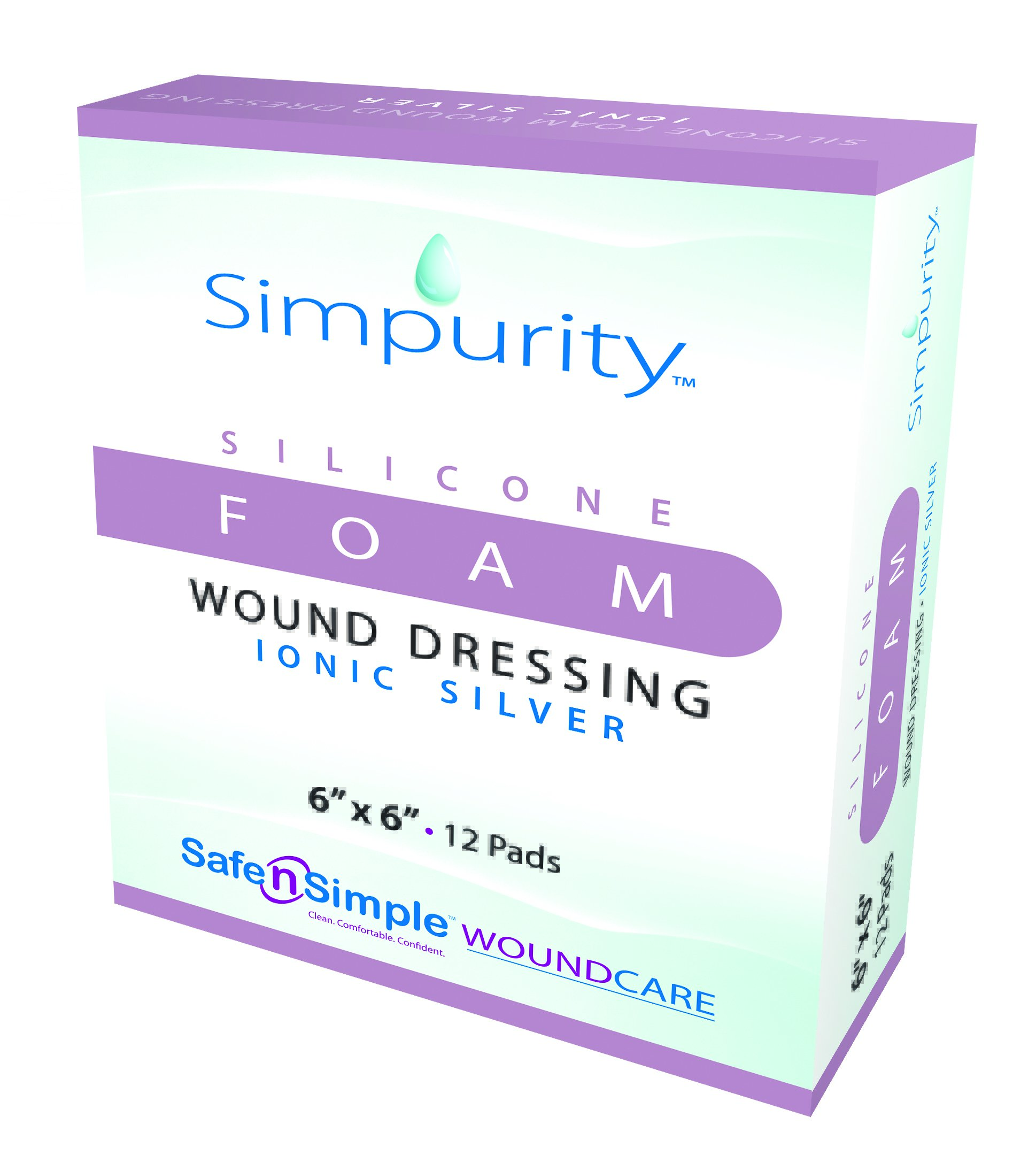 Silver Foam Dressing Simpurity Silicone Adhesive without Border 6 X 6 Inch Square Sterile MK 1059069
