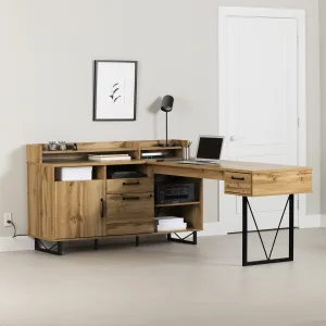 L-Shaped Desk with Power Bar and Removable Hutch