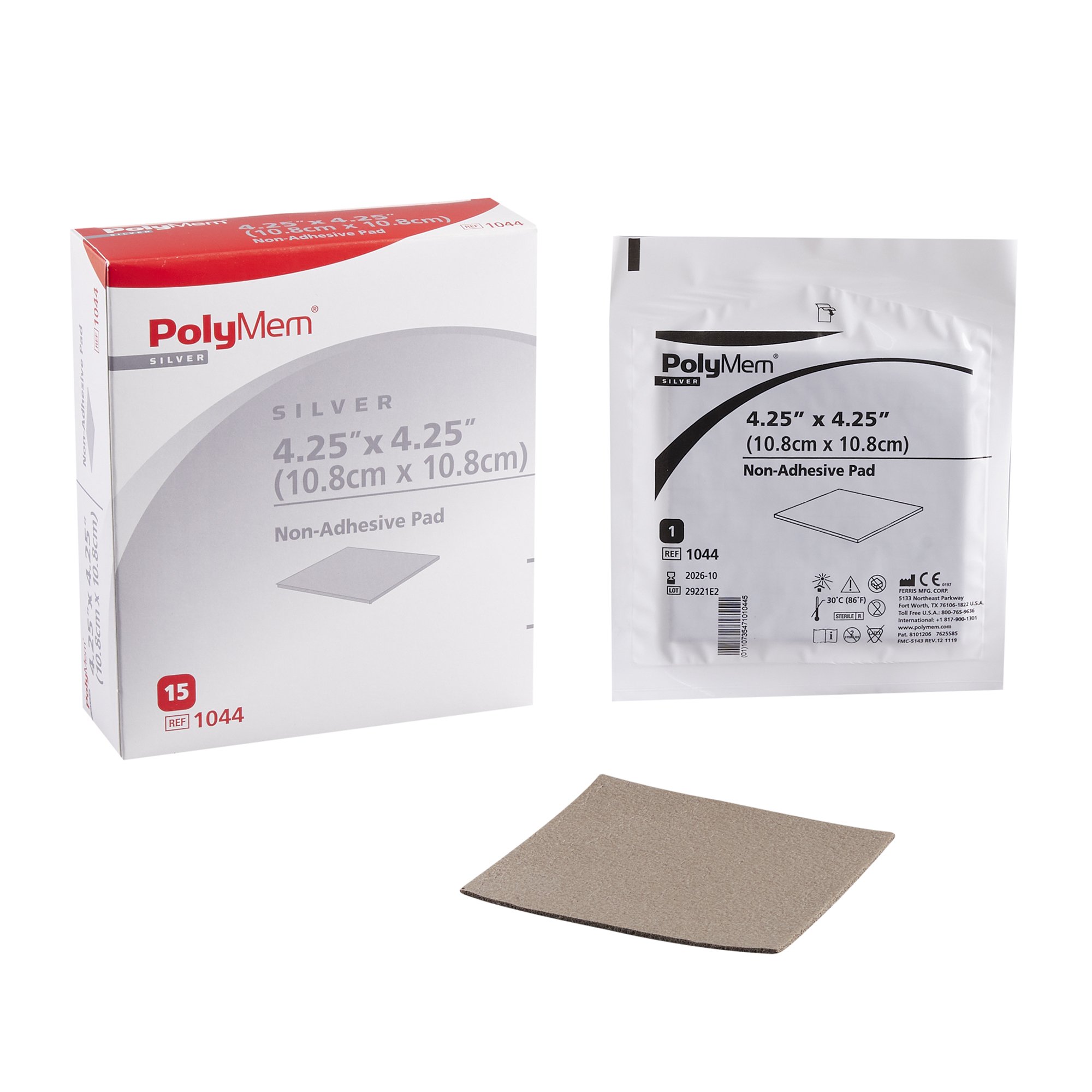 PolyMem Nonadhesive Silver Foam Dressing, 4 x 4 Inch MK 481321