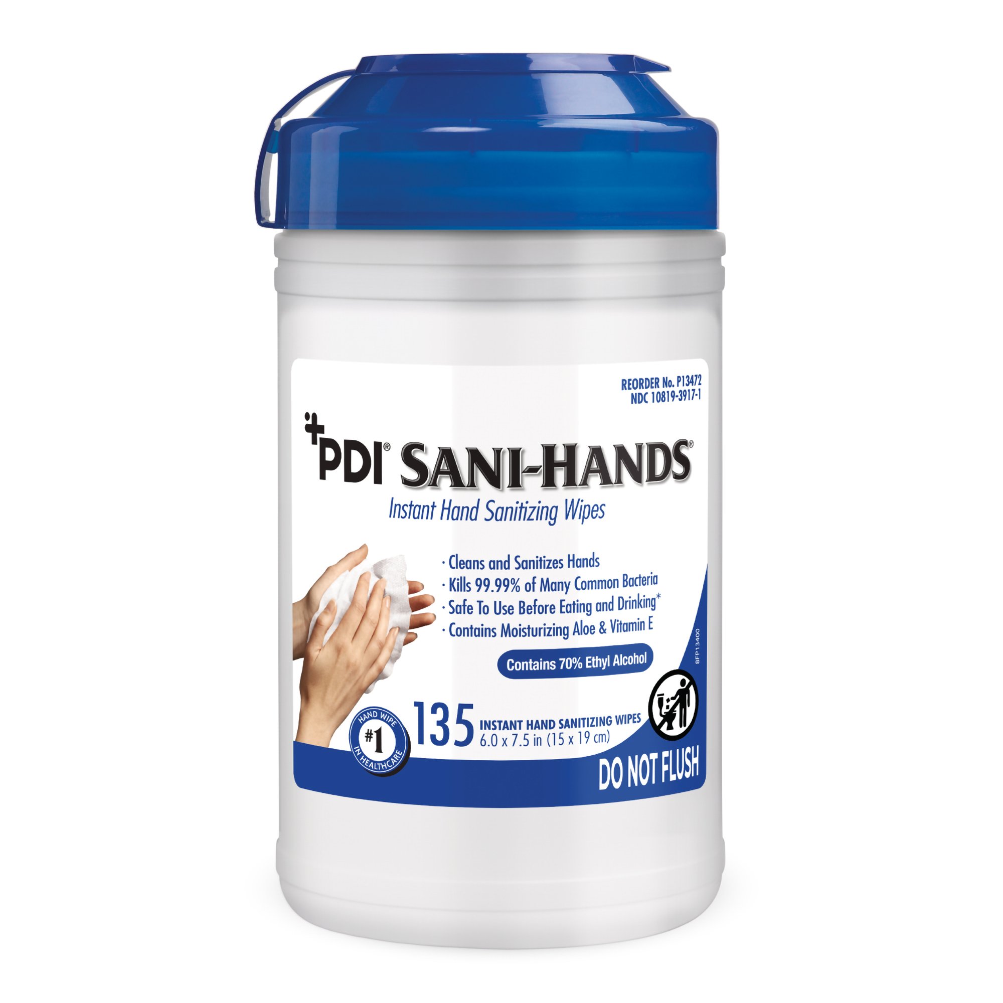Sani-Hands Hand Sanitizing Wipes, Ethyl Alcohol, Unscented, 6 x 7.5 Inch MK 642391