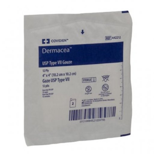 Dermacea Sterile USP Type VII Gauze Sponge, 4 x 4 Inch, 12-Ply MK 549442